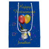 Sac Cadeau Moyen Célébration bleue de la retraite Vin pétillant (Dos)