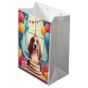 Sac Cadeau Moyen Célébration d'anniversaire de Basset Hound