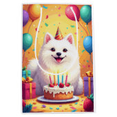 Sac Cadeau Moyen Célébration d'anniversaire de chien esquimau améri (Devant)