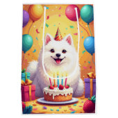 Sac Cadeau Moyen Célébration d'anniversaire de chien esquimau améri (Dos)