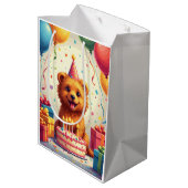 Sac Cadeau Moyen Célébration d'anniversaire de Lowchen (Dos Angle)