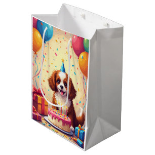 Sac Cadeau Moyen Célébration d'anniversaire d'un Épagneul Tibétain