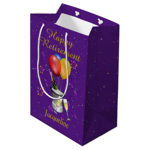 Sac Cadeau Moyen Célébration De La Retraite Étincelante Vin Violet