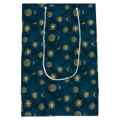 Sac Cadeau Moyen Céleste Bleu et Or Starry Night Crescent Lune (Dos)