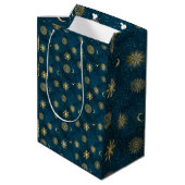 Sac Cadeau Moyen Céleste Bleu et Or Starry Night Crescent Lune (Dos Angle)