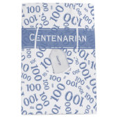 Sac Cadeau Moyen Centenarian 100th Blue Random Number Motif (Devant)