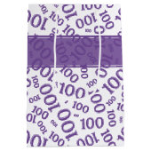 Sac Cadeau Moyen Centenarian 100th Purple Random Number Motif (Dos)