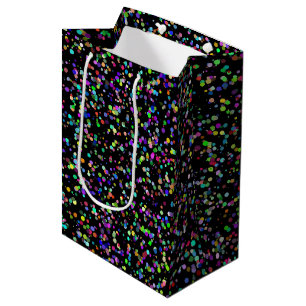 Sac Cadeau Moyen Cercles colorés bulles sur motif unique noir