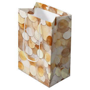 Sac Cadeau Moyen Cercles de Crème Dorée Marron Anniversaire de Pièc