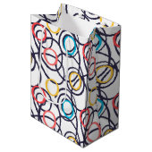 Sac Cadeau Moyen Cercles Dizzy Doodle Sur Blanc (Devant Angle)