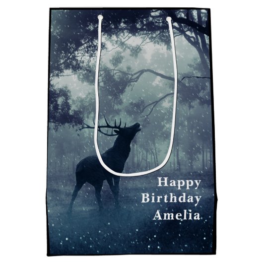 Sac Cadeau Moyen Cerf avec Antlers dans une forêt ombragée - Annive (Dos)