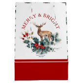 Sac Cadeau Moyen Cerf brun à couronne de Noël (Dos)
