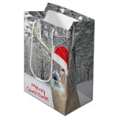 Sac Cadeau Moyen Cerf De Noël Dans Les Snowflakes (Devant Angle)