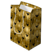 Sac Cadeau Moyen Cerfs Antlers Flèches Motif de Noël Gold ID861 (Dos Angle)