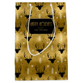 Sac Cadeau Moyen Cerfs Antlers Flèches Motif de Noël Gold ID861 (Devant)