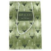 Sac Cadeau Moyen Cerfs Antlers Flèches Motif de Noël Vert ID861 (Devant)