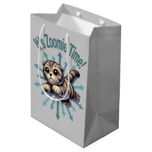 Sac Cadeau Moyen C'est l'heure de Zoomie Folded Écossais Chat