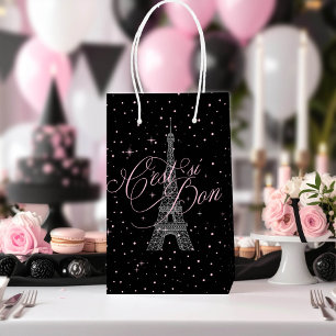 Sac Cadeau Moyen C'est si Bon Parisian Sweet 16 Rose Black ID1162