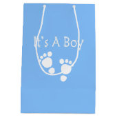 Sac Cadeau Moyen C'est un garçon avec les points de bébé-pied et (Dos)