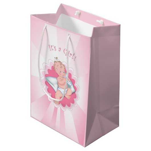 Sac Cadeau Moyen "C'est une fille !" (Devant Angle)