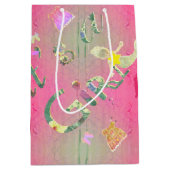 Sac Cadeau Moyen "C'est une fille" Police florale rose (Devant)