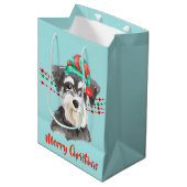 Sac Cadeau Moyen Chaînes de caractères Schnauzer Santa Hat (Devant Angle)