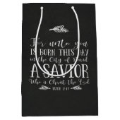 Sac Cadeau Moyen Chalet de Noël chrétien Typographie (Devant)