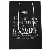 Sac Cadeau Moyen Chalet de Noël chrétien Typographie (Dos)