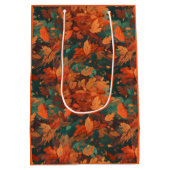 Sac Cadeau Moyen Chaleureux Feuilles rustiques d'aquarelle - Boho e (Dos)