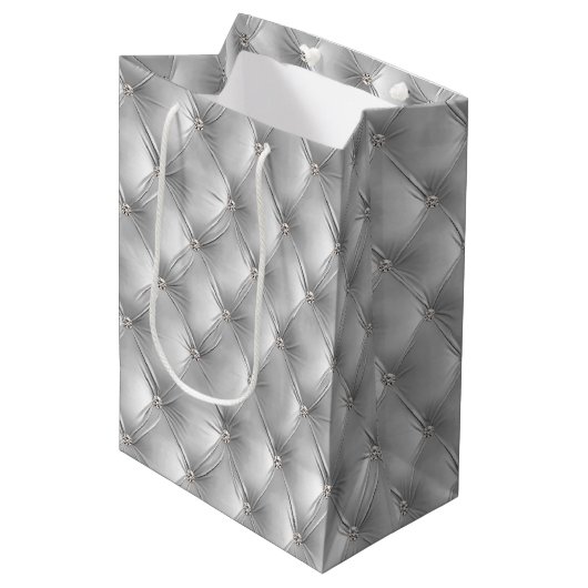Sac Cadeau Moyen Chaleureux gris doux Chic Faux Velvet (Devant Angle)