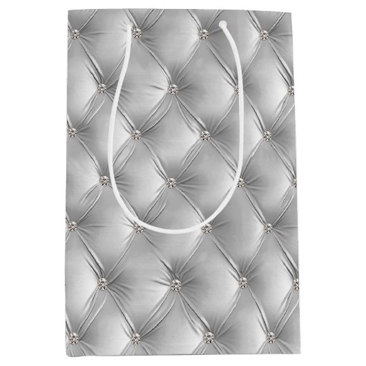 Sac Cadeau Moyen Chaleureux gris doux Chic Faux Velvet (Devant)