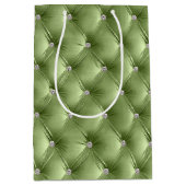 Sac Cadeau Moyen Chaleureux Sage Vert Feminine Faux Velvet (Devant)
