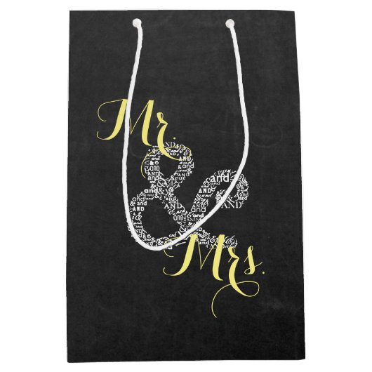 Sac Cadeau Moyen Chalkboard Automne Mariage Mr & Mrs Party Cadeau (Devant)