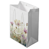 Sac Cadeau Moyen Champ d'aquarelle des fleurs sauvages (Devant Angle)