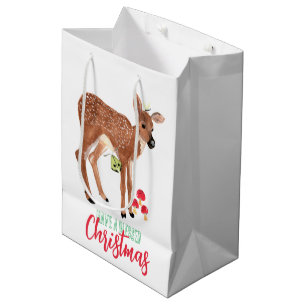 Sac Cadeau Moyen Champignons verts et rouges