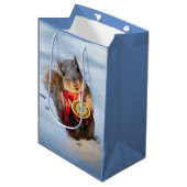 Sac Cadeau Moyen Chandelle d'écureuil de neige (Devant Angle)