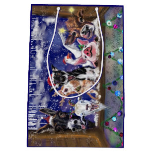 Sac Cadeau Moyen Chanson de Noël - Fête des animaux - Heureux -