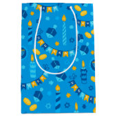 Sac Cadeau Moyen Chanukah Streamers Hanoukka Bannières Bleues (Devant)