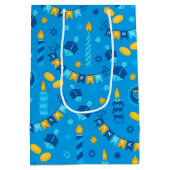 Sac Cadeau Moyen Chanukah Streamers Hanoukka Bannières Bleues (Dos)