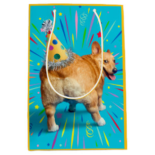 Sac Cadeau Moyen Chapeau d'anniversaire pour derrière de Corgi