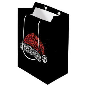 Sac Cadeau Moyen Chapeau de Père Noël Empreinte de Patte Noël Amour