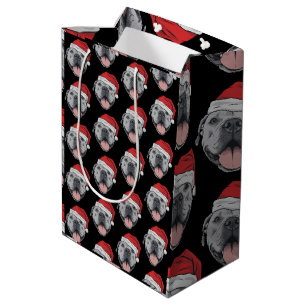 Sac Cadeau Moyen Chapeau de Père Noël Pitbull Noël Xmas Animalerie