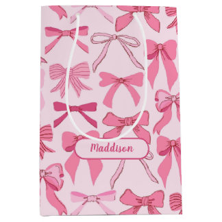Sac Cadeau Moyen Charmant motif de nœuds papillon roses girly