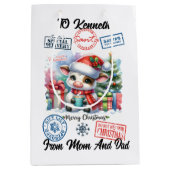 Sac Cadeau Moyen Charmant Père Noël Sack Avec Vache Festive (Devant)