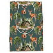 Sac Cadeau Moyen Chasse aux cerfs Noël Rustique (Devant)