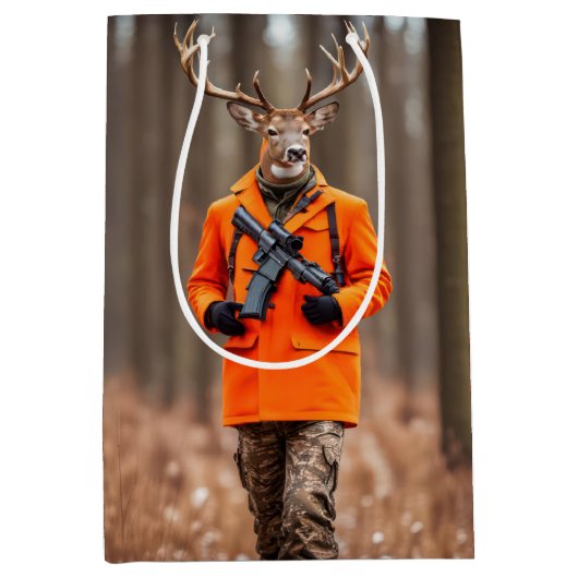 Sac Cadeau Moyen Chasseur De Cerfs Avec Fusil (Devant)