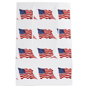 Sac Cadeau Moyen Chat 250ème Liberté Américaine Rayures Patriotique