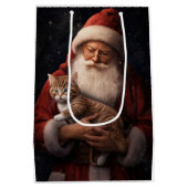 Sac Cadeau Moyen Chat abyssinien avec Noël Festif du Père Noël (Dos)