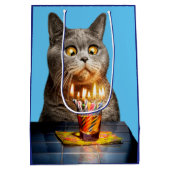 Sac Cadeau Moyen Chat avec verre d'anniversaire (Dos)
