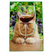 Sac Cadeau Moyen Chat avec verre de vin (Dos)